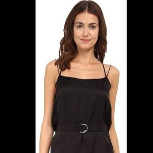 Helmet Lang|Cami satin silk mini dress with belt| BLACK|NWOT|SIZE S
